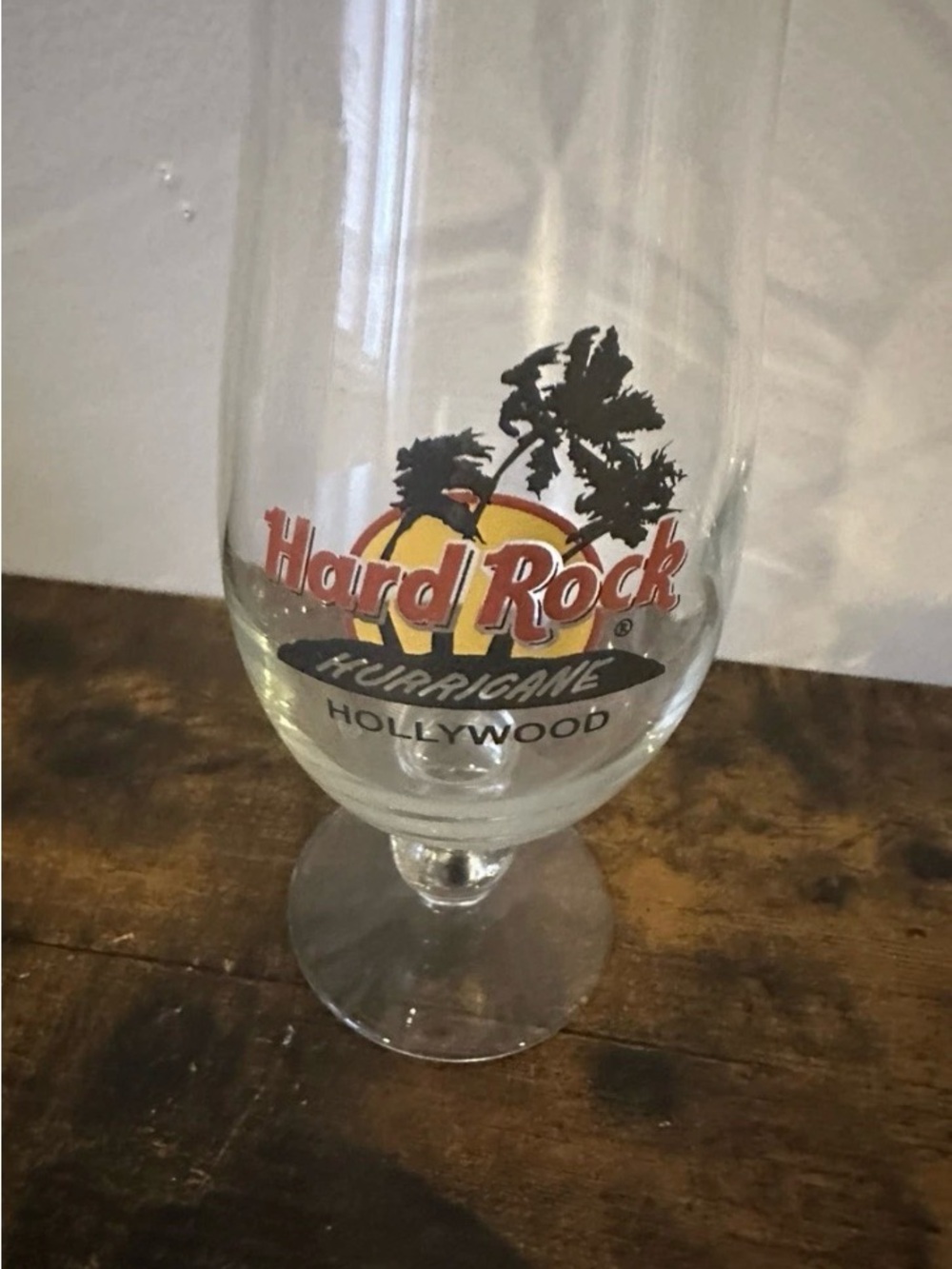 Hard Rock Cafe Red and Yellow Logo Hurricane Glass - Hollywood